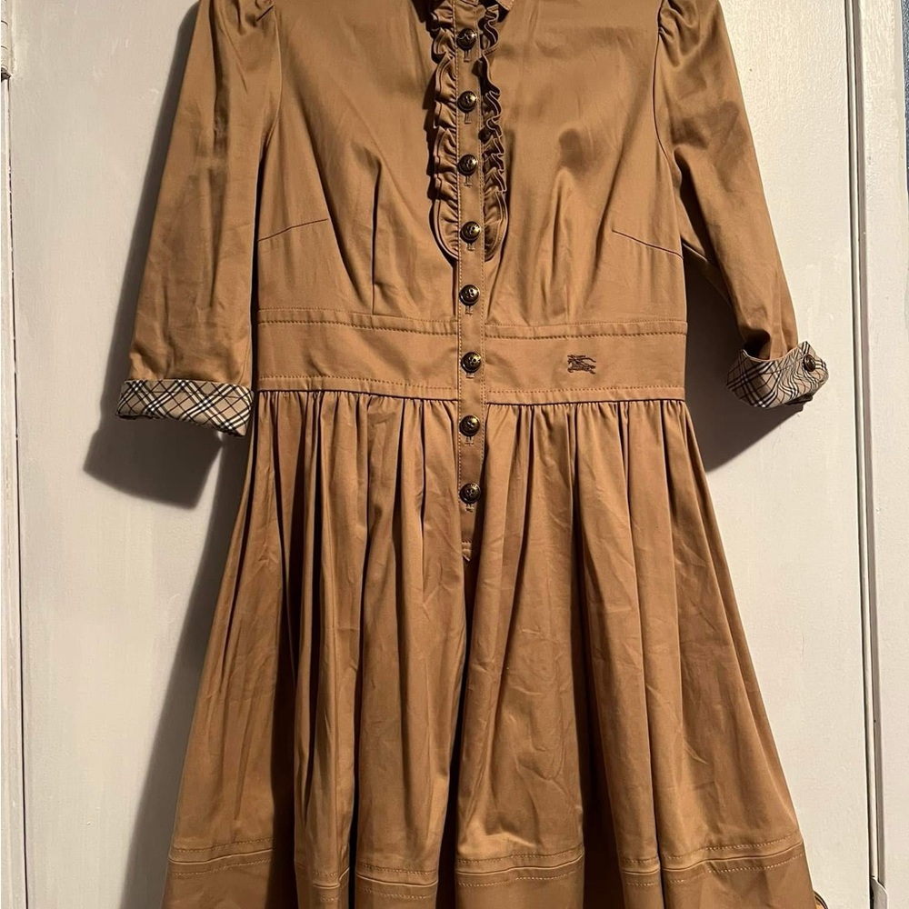 Burberry Tan Kids Dress with Button Accents